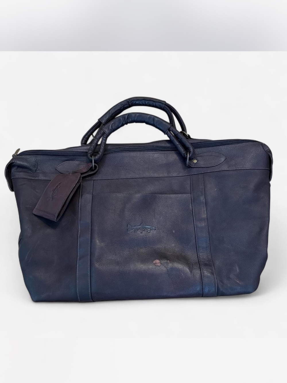 Brown Leather Travel Weekender Fish Tote